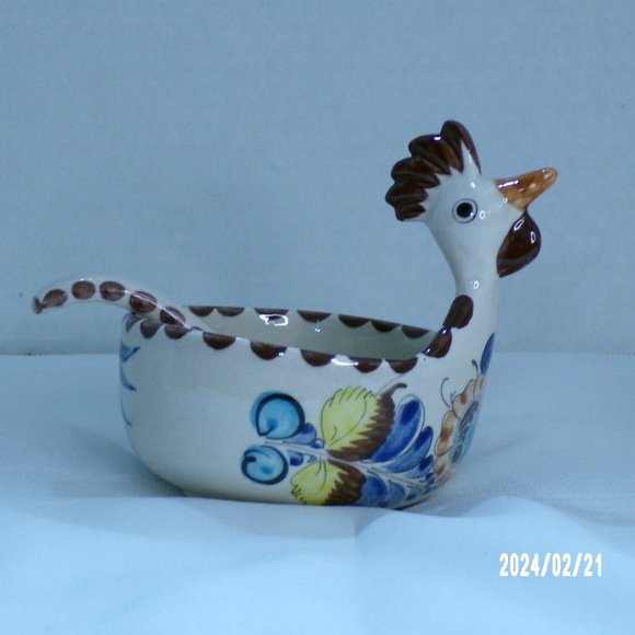 CAT Mexican Pottery Rooster Salso Guacamole Bowl with Ladle Spoon 3668 - Picture 2 of 11